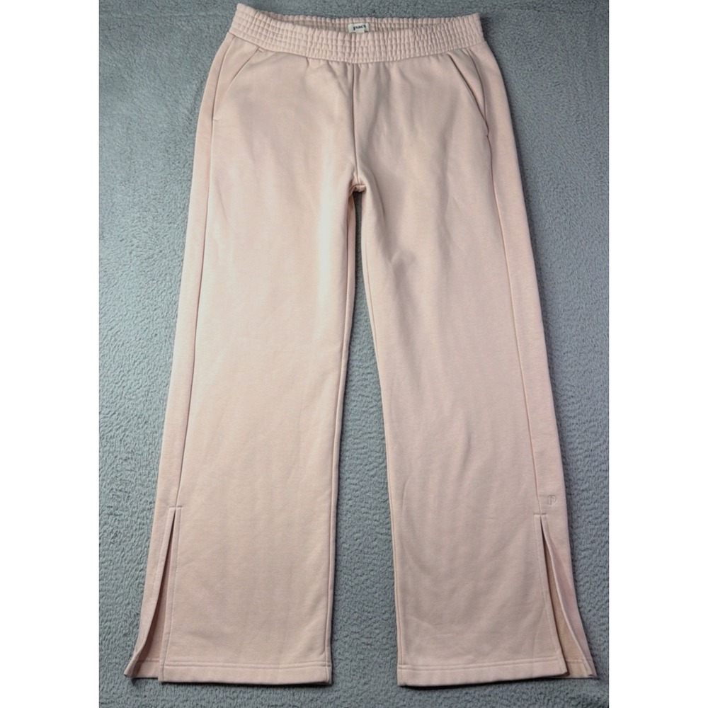 Pact Sweatpants Womens XL  31" Inseam Wide Leg Slit High Rise Peach Pink Pact